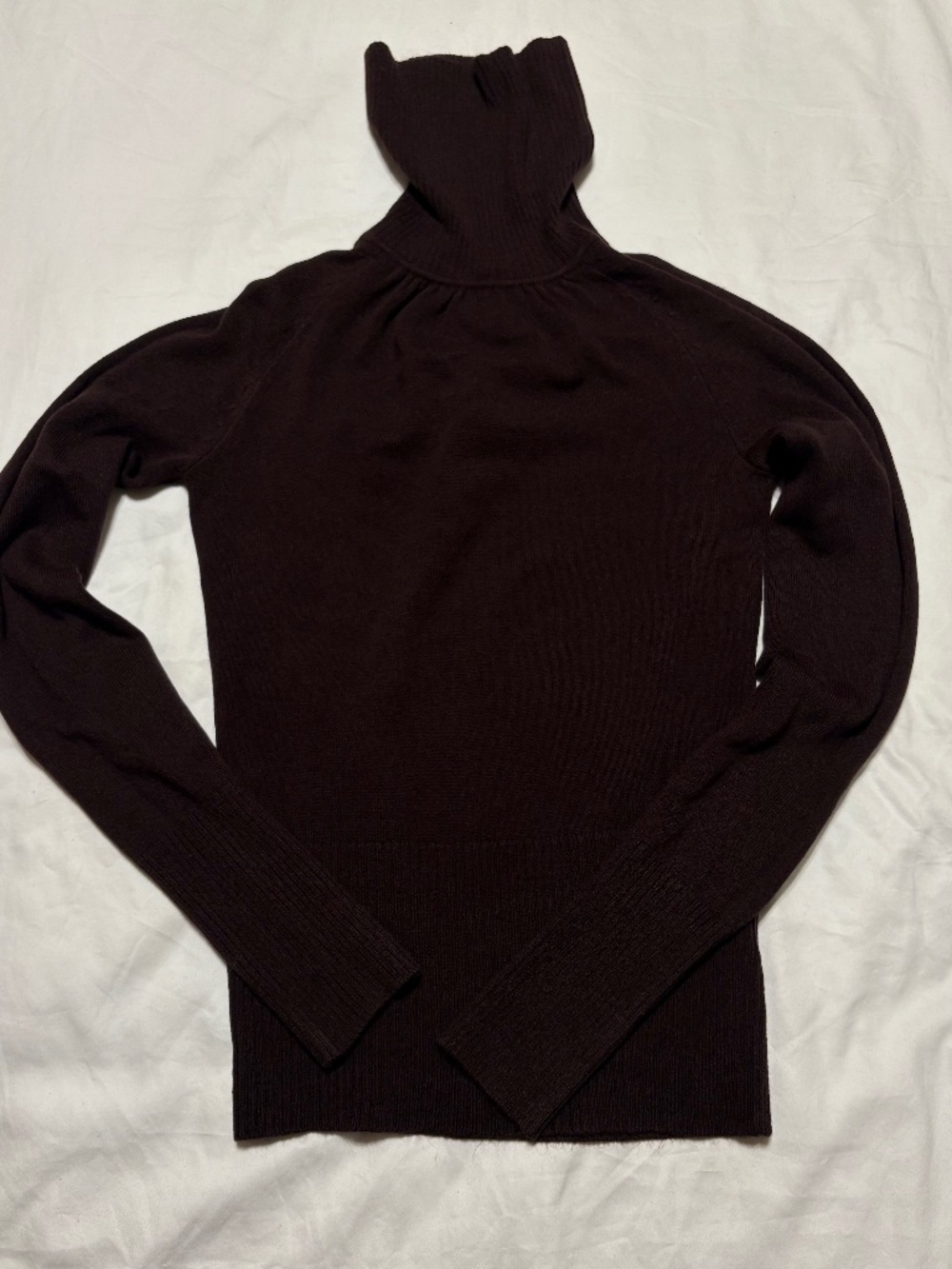 Vintage Y2K Takeout Chocolate Brown Ribbed Turtleneck Sweater Slim Fit S